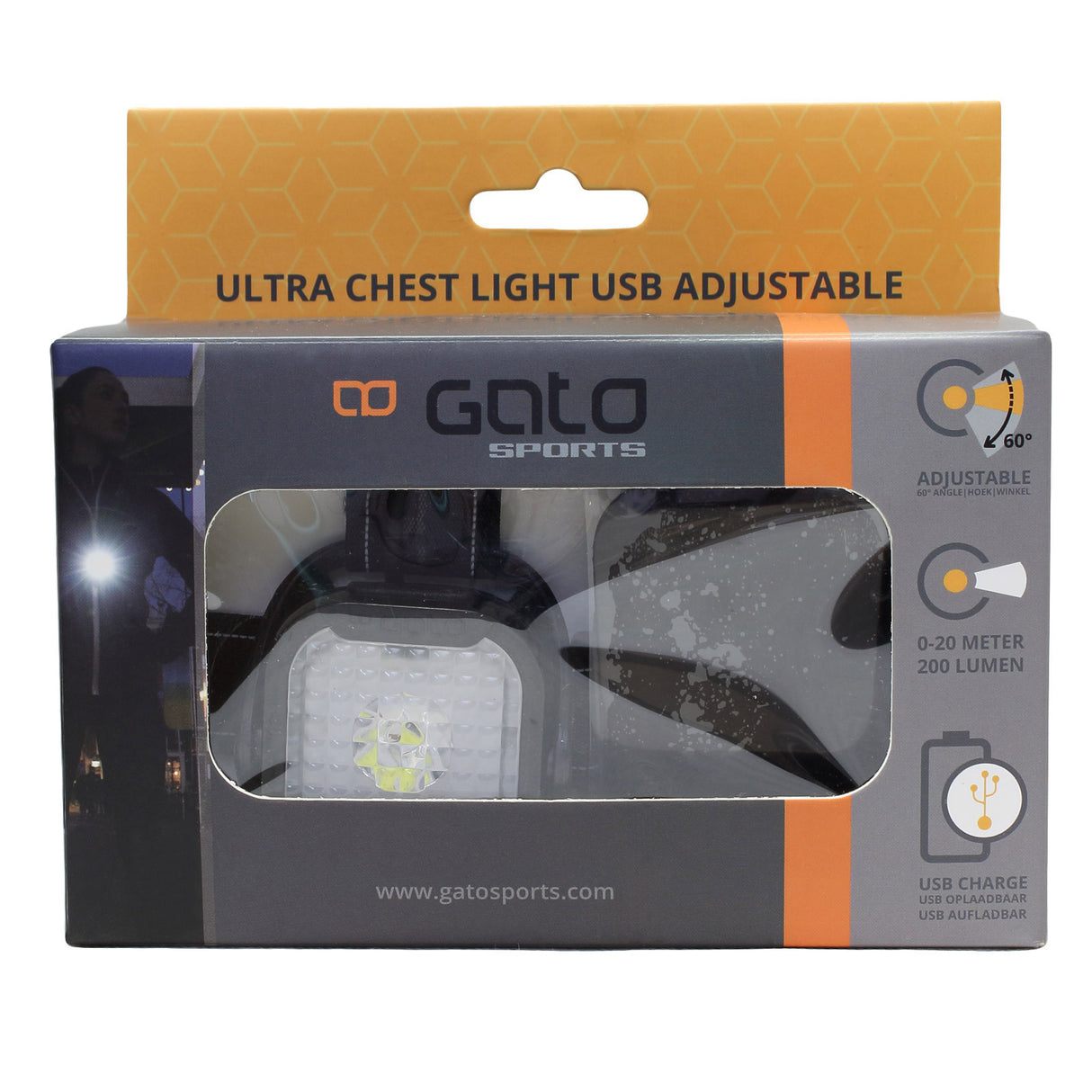 Outwet Ultra Chest Light USB Justerbar svart en størrelse