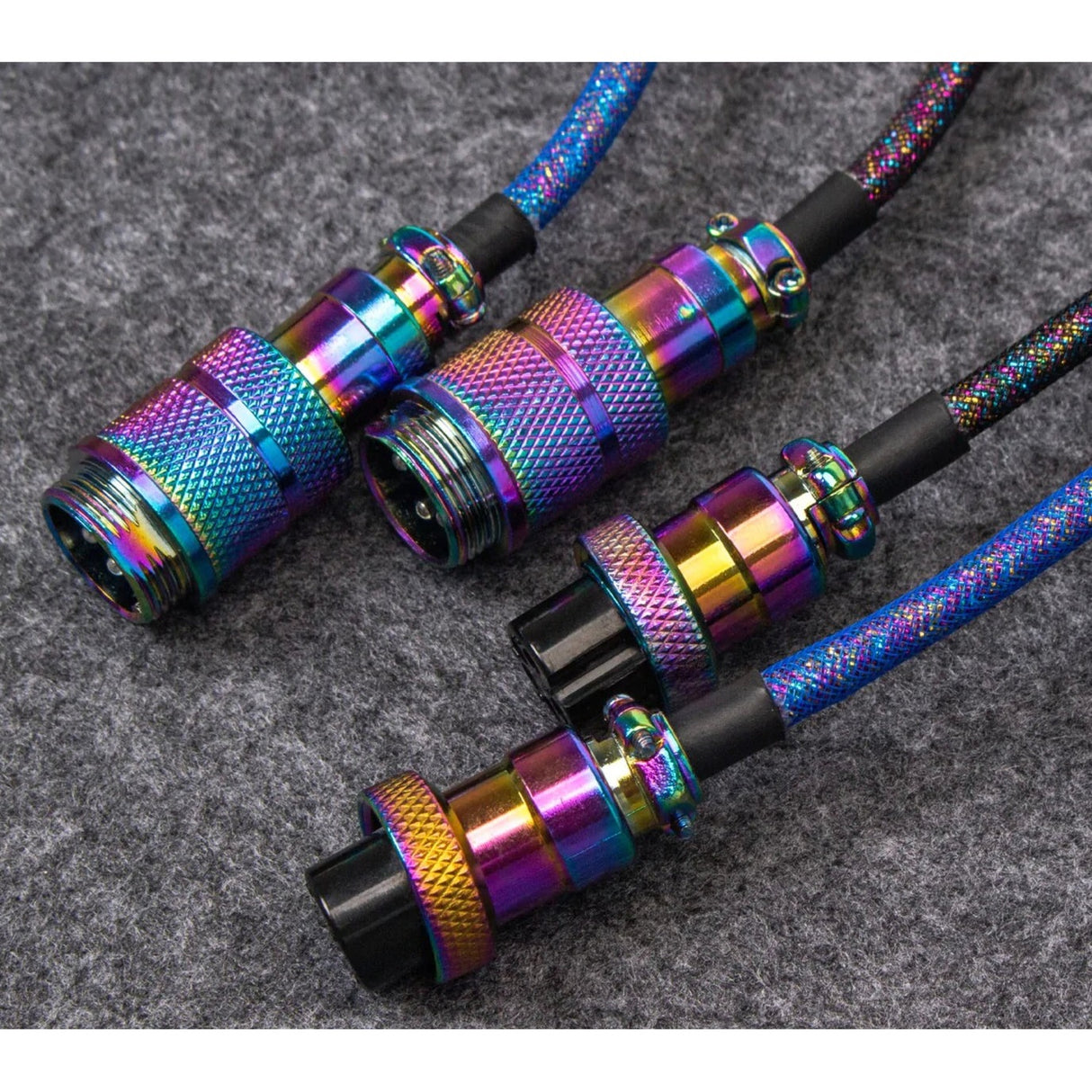 Keychron Premium enroulé du câble aviateur arc-en-ciel plaqué Blac