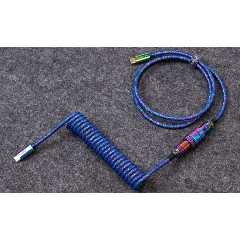 Keychron Premium enroulé du câble aviateur arc-en-ciel plaqué bleu