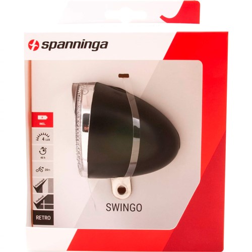 Spanninga Swingo Headlight Black Batt. carte