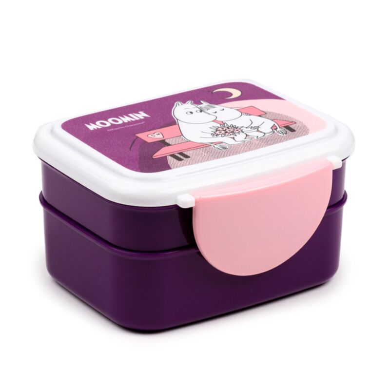 Boîte à lunch bento box clip violet Moomin avec couverts