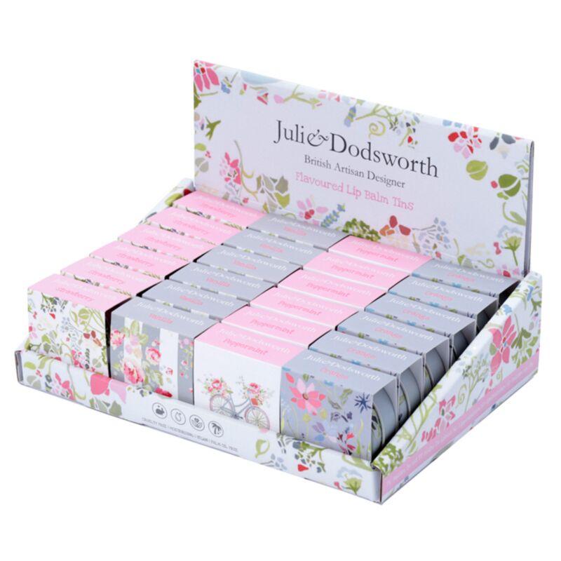 Baume à lèvres rose à motif floral Julie Dodsworth en boîte