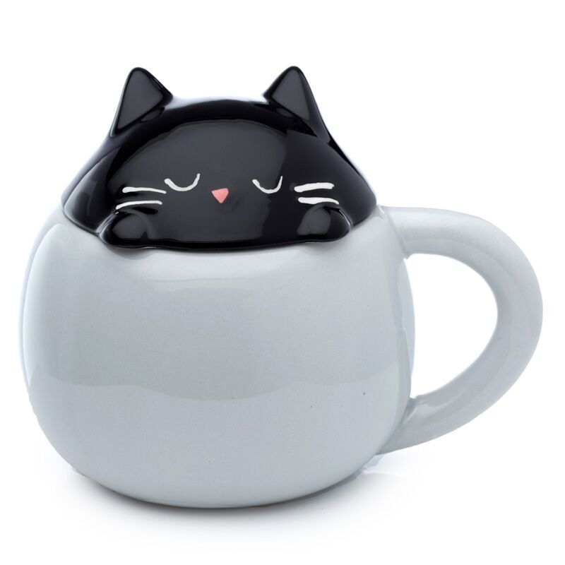 Mug en céramique forme couvercle chat fin félin