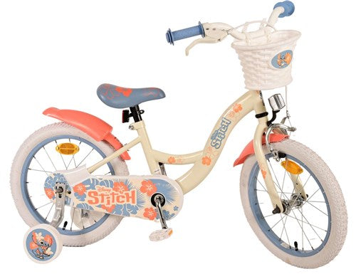 Bicicleta para niños de Disney Stitch - Niñas - 16 pulgadas - Crema Coral Azul