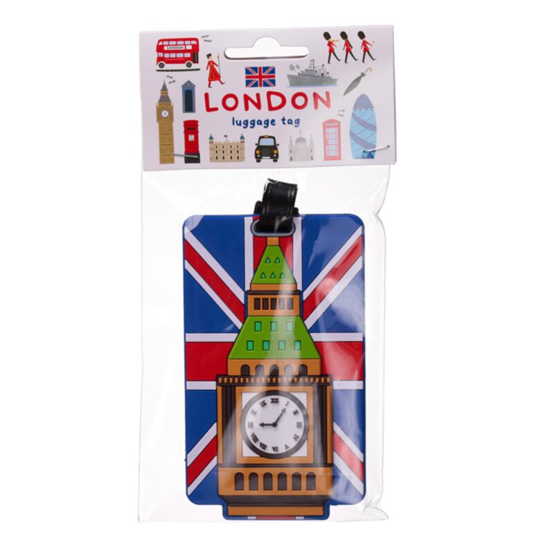 Étiquette de valise en PVC, drapeau britannique de Londres, big ben