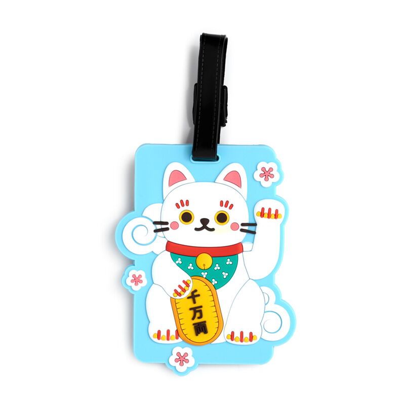 Étiquette de valise en PVC chat porte-bonheur Maneki Neko