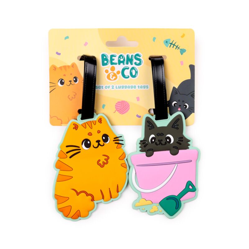 Beans co chats étiquette de valise en pvc lot de 2