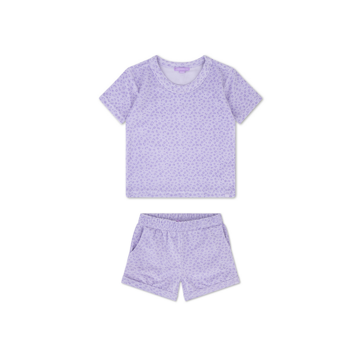 Léopard | ensemble filles lilas plage - mousseline