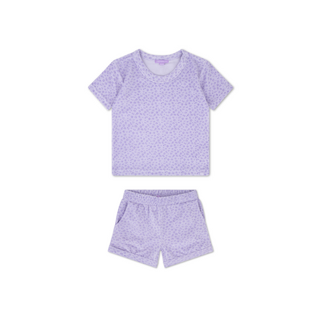 Léopard | ensemble filles lilas plage - mousseline