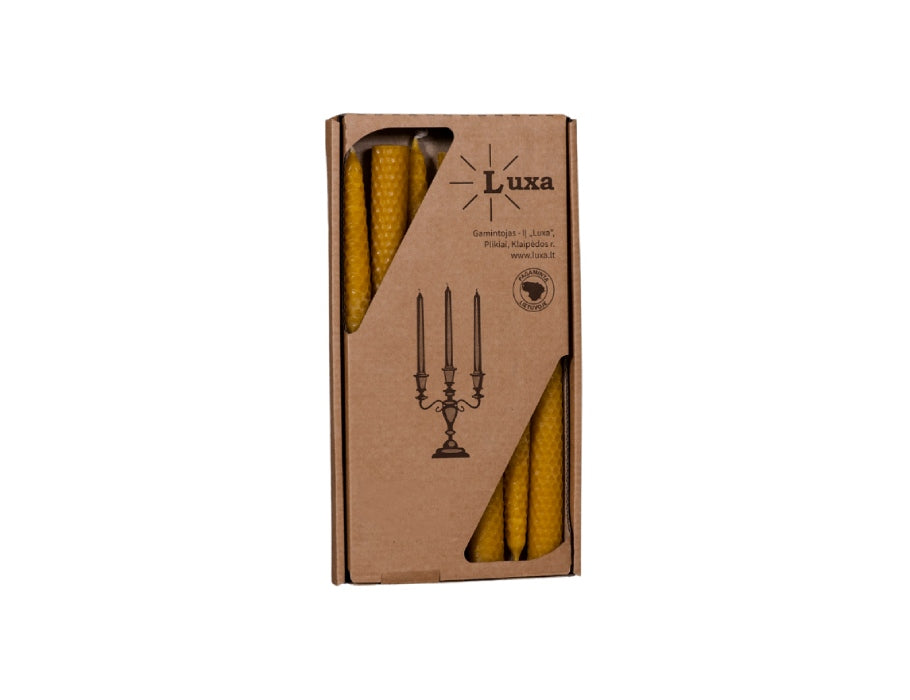 Bougies Luxa aspect nid d'abeille - cire d'abeille - 24 cm - 7 pcs.