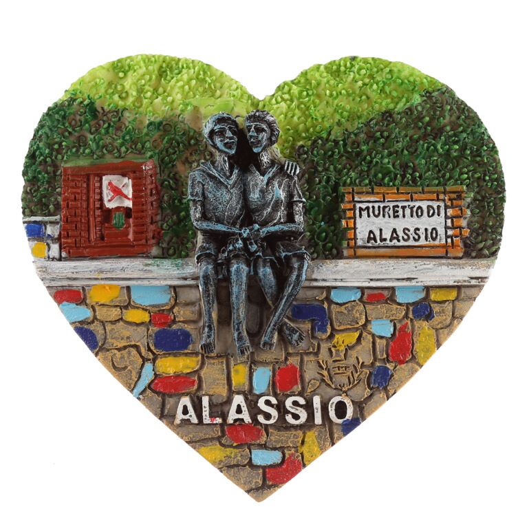 Aimant souvenir de plage de mer d'alassio de coeur