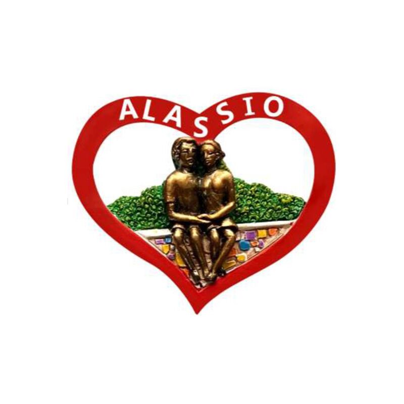 Aimant de mer plage alassio coeur rouge