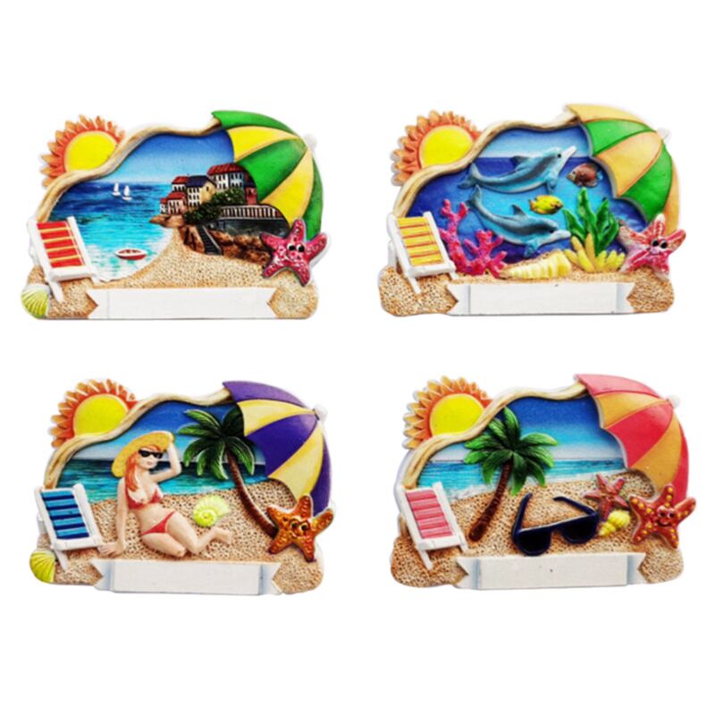 Aimant souvenir de plage de mer 3d parasol