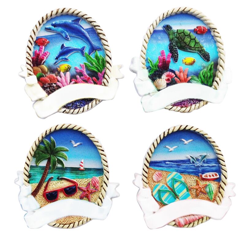 Aimant souvenir de plage de mer 3d de récif de corail et de plage