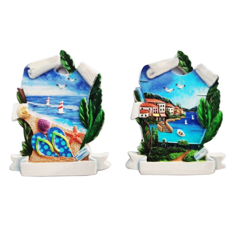 Aimant souvenir de plage de mer panorama 3d parchemin
