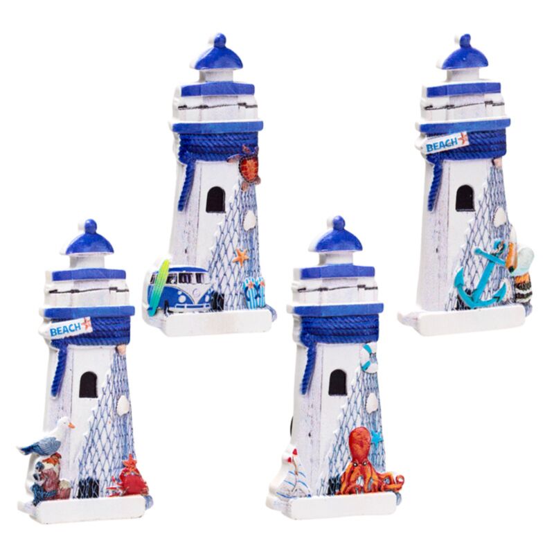 Aimant souvenir de plage de mer 3d phare bleu