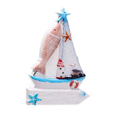 Aimant souvenir de plage de mer en 3D avec signe de voilier et poisson