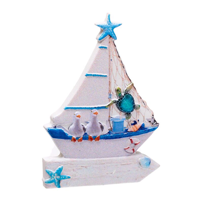 Aimant souvenir de plage de mer 3d de la vie marine de voilier