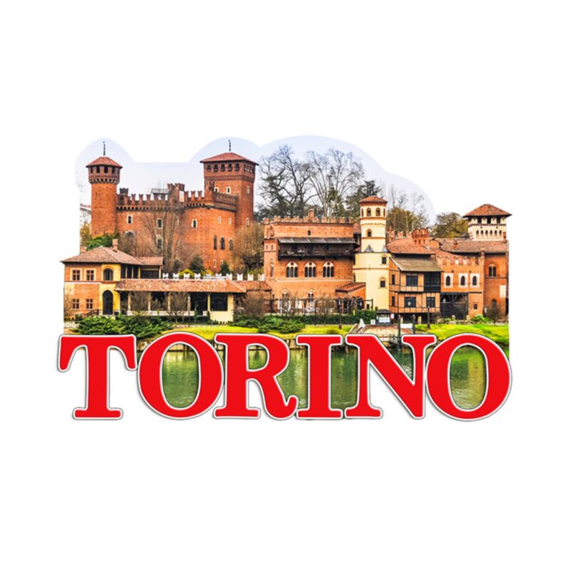 Aimant souvenir de plage de mer 3D Torino Borgo Medievale