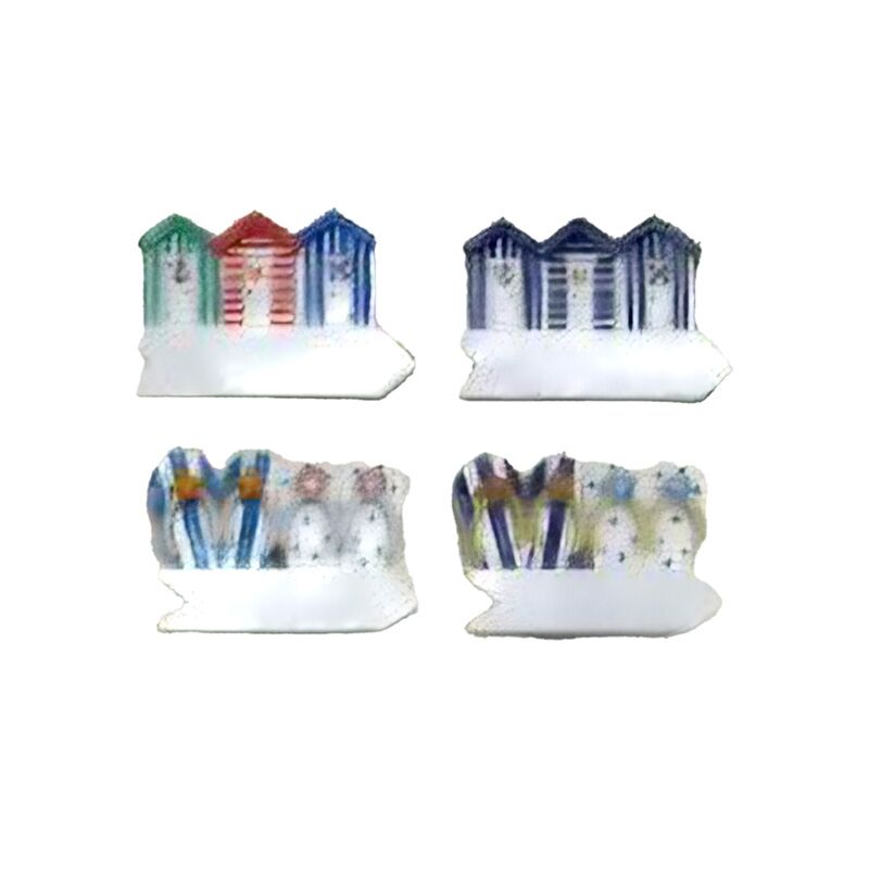 Souvenir de plage de mer aimant 3D cabanes de plage colorées
