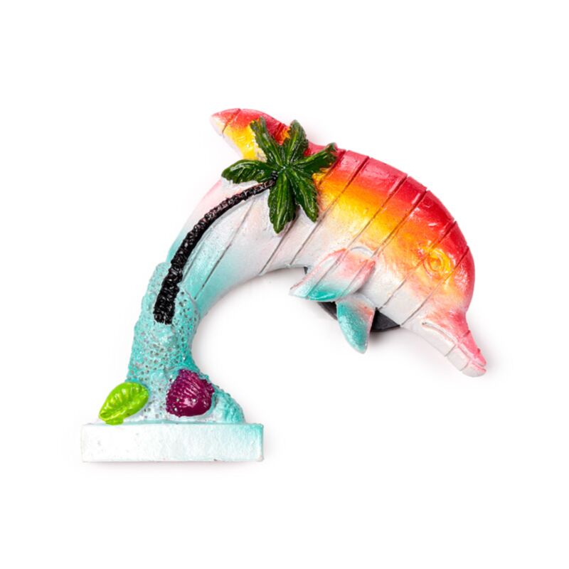 Aimant souvenir de plage de mer, île tropicale de dauphin