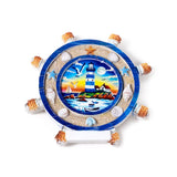 Aimant souvenir de plage de mer, roue de bateau, paysages marins