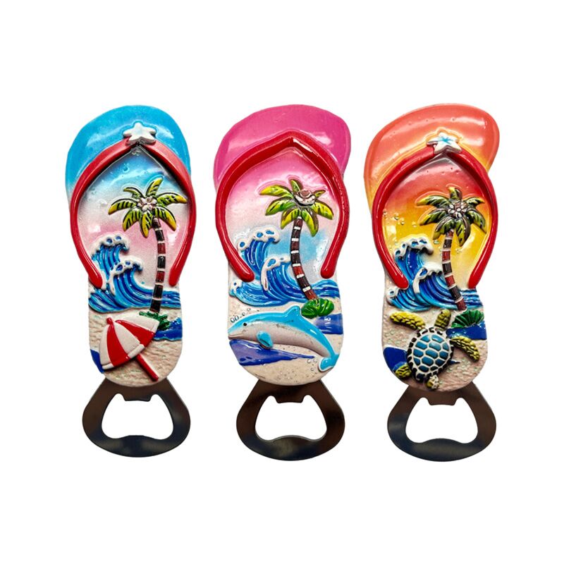 Ouvre-bouteille magnétique souvenir de plage, pantoufles de plage