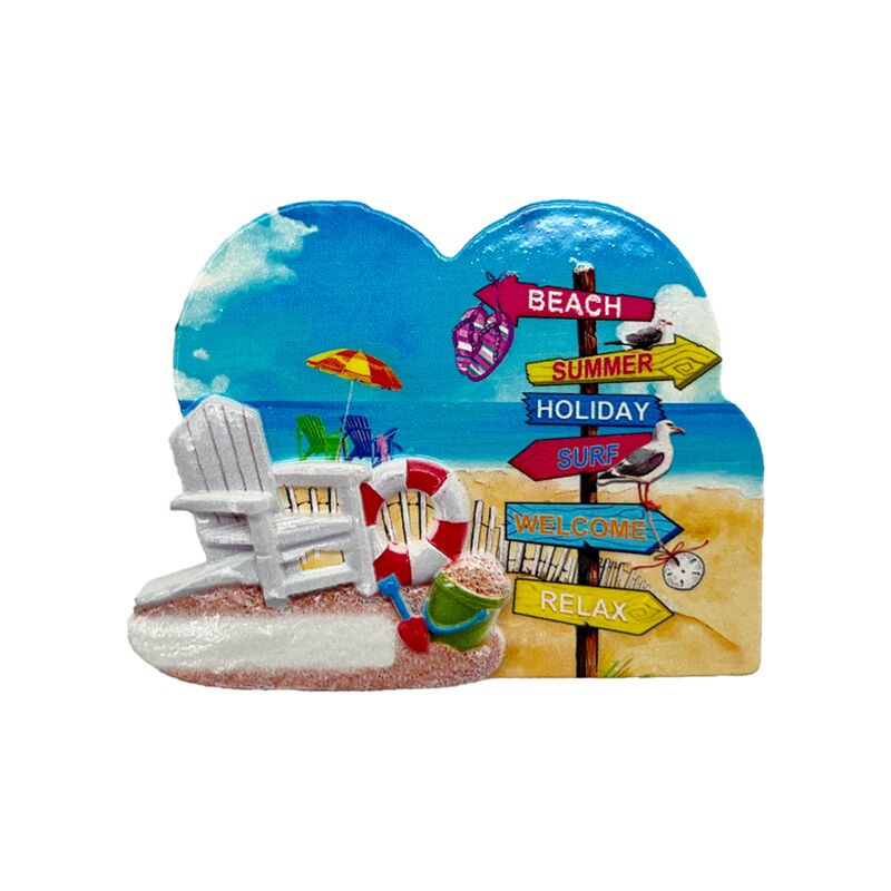 Aimant de mer de plage, signes de plage en forme de cœur, chaise de plage