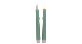 Led dinerkaars druip 20cm jadegroen set 2 (excl. 1xaaa)