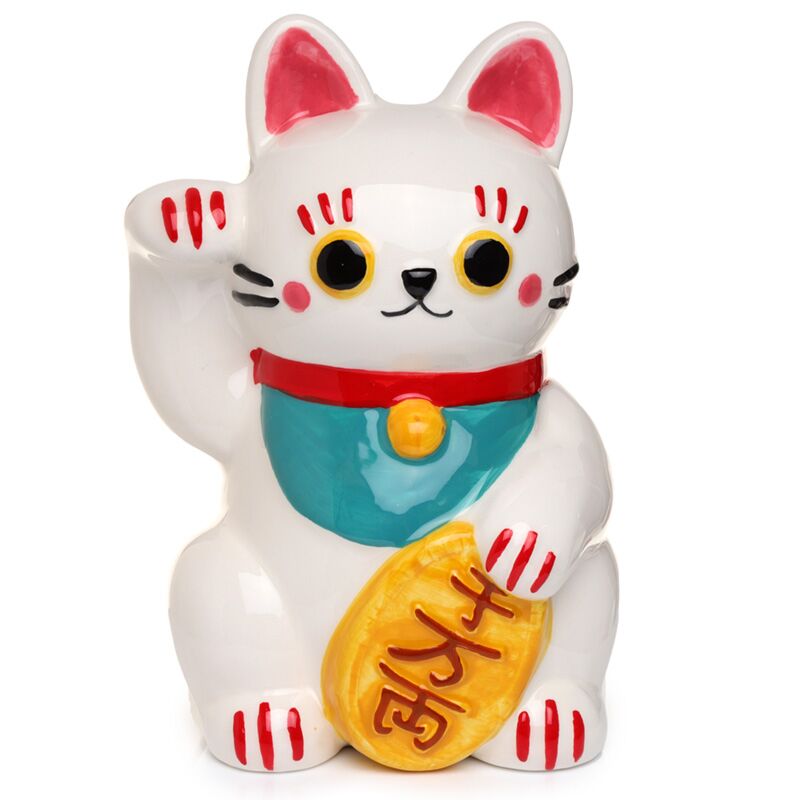 Tirelire Maneki Neko en céramique blanche