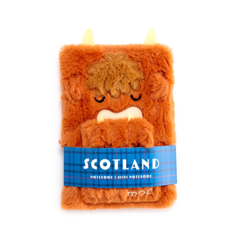 Pochette pour carnet en peluche vache des Highlands
