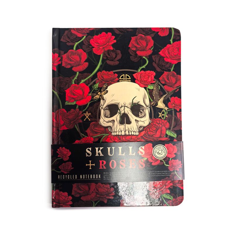 Cahier a5 recyclé roses crâne