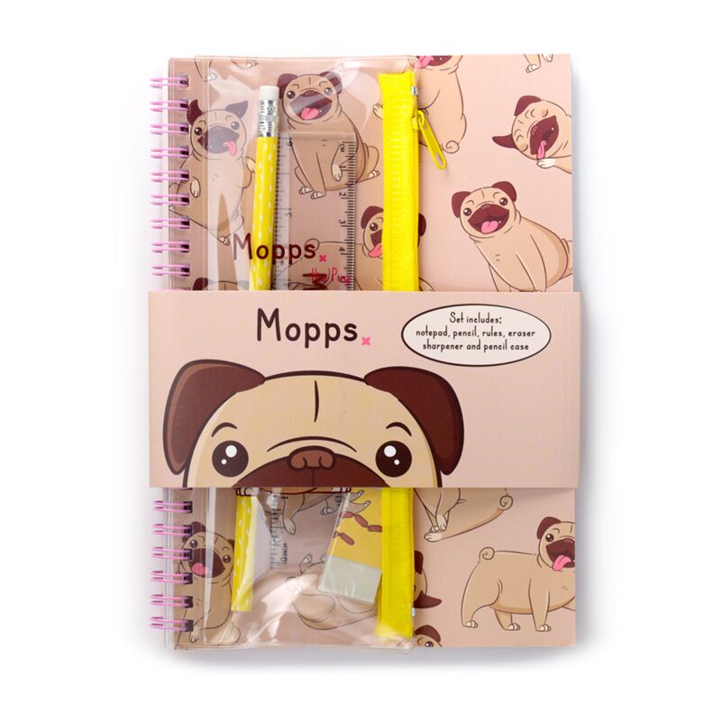 Mopps carlin spirale relié a5 cahier 6 pièces ensemble d'écriture