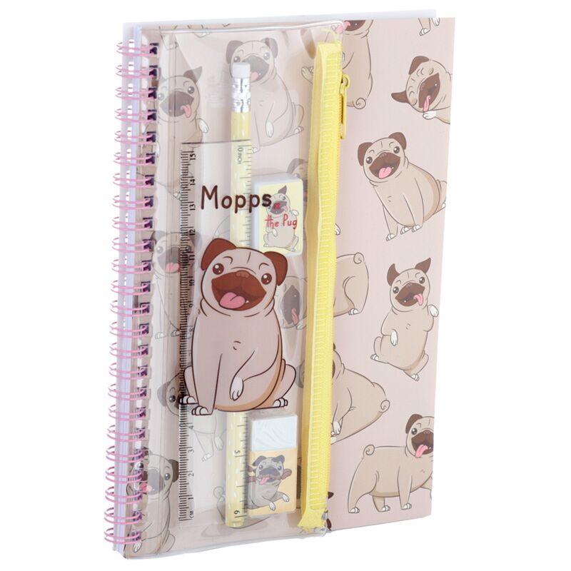 Mopps carlin spirale relié a5 cahier 6 pièces ensemble d'écriture