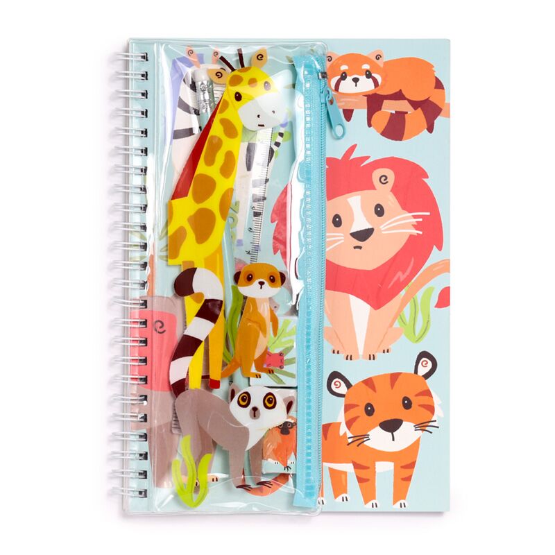 Ensemble d'écriture de 6 pièces pour carnet à anneaux Zooverse