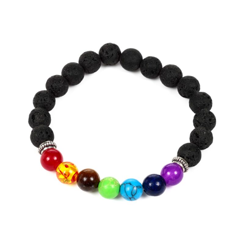 Bracelet de perles de pierre de lave Chakra