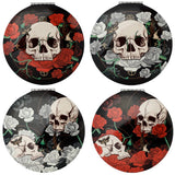 Miroir de maquillage compact tête de mort et roses