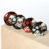 Miroir de maquillage compact tête de mort et roses