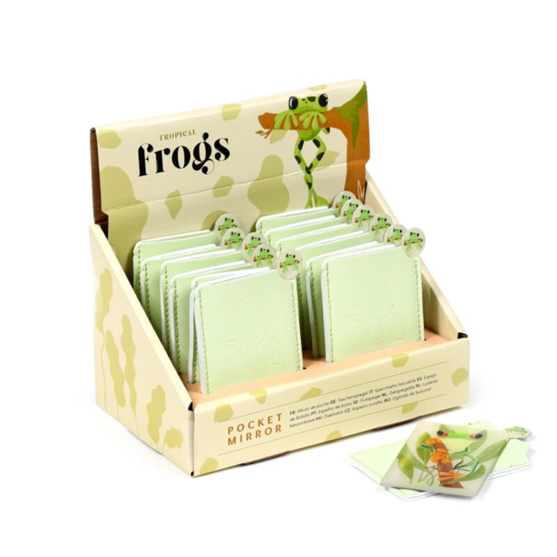 Miroir de poche grenouilles tropicales en couverture