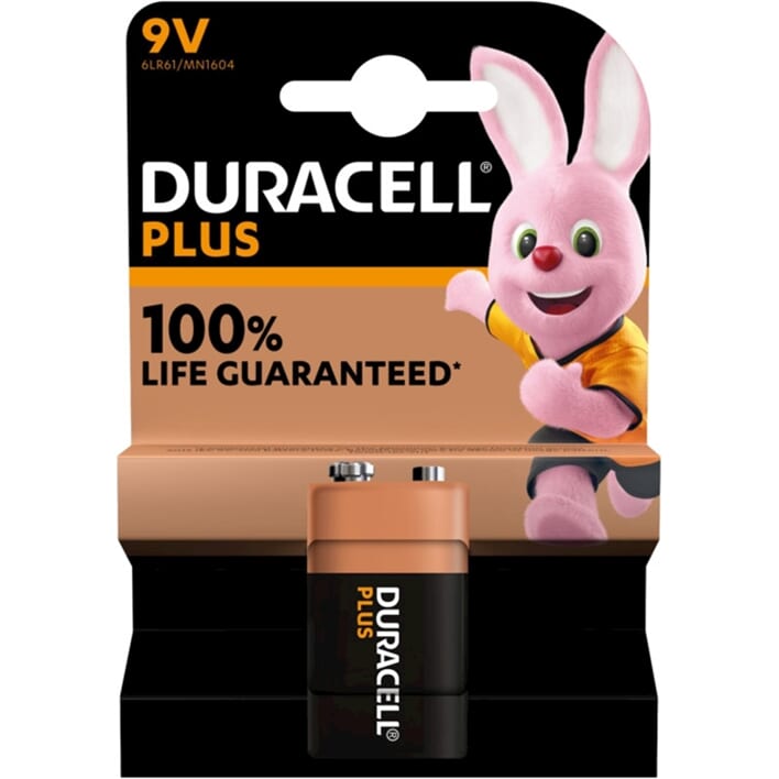 Duracell más alcalino 100% 9V 6LR61 cada uno