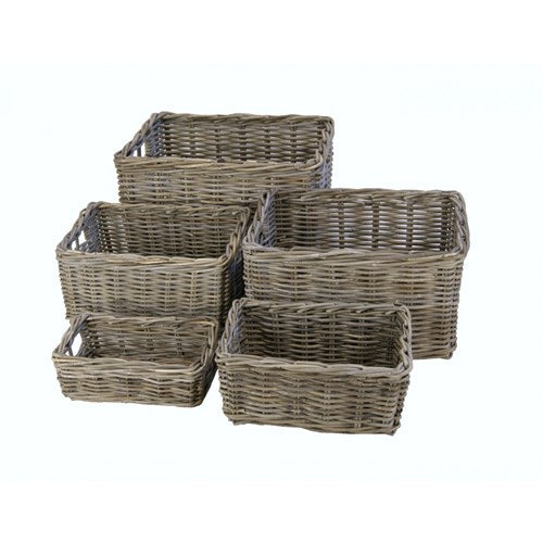 Dr Wicker V-Eang Basket 40x30x20 Pit Grey