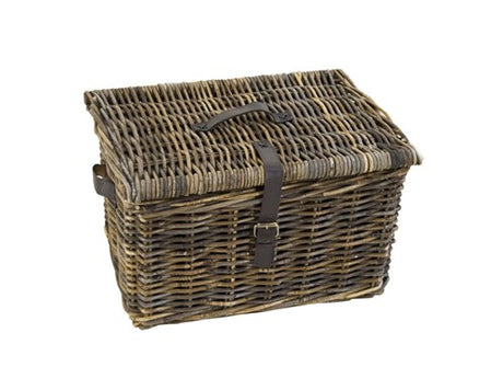 Dr panier v-ager en osier l marron avec couvercle 43x33x23
