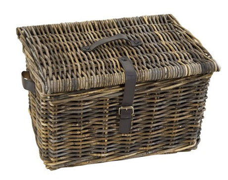 Dr panier v-ager en osier xl marron avec couvercle 50x40x30