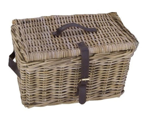 Dr panier v-ager en osier xl gris avec couvercle 50x40x30