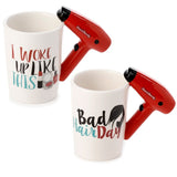 Slogan de sèche-cheveux - tasse en céramique à poignée en forme