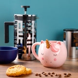 Mug en forme de licorne arc-en-ciel enchanté rose