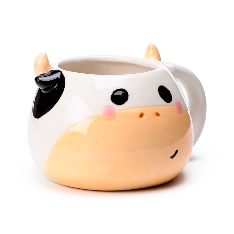 Mug en céramique en forme de vache noire et blanche