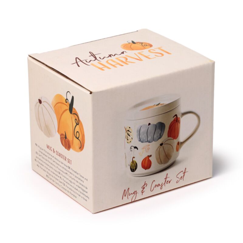 Tasse en porcelaine de récolte d'automne avec ensemble de couvercles de dessous de verre