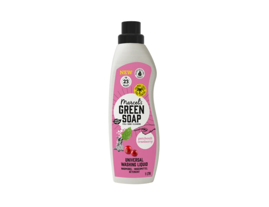 Détergent de savon vert Marcel - Patchouli Cranberry - 23 lavages - 1 litre