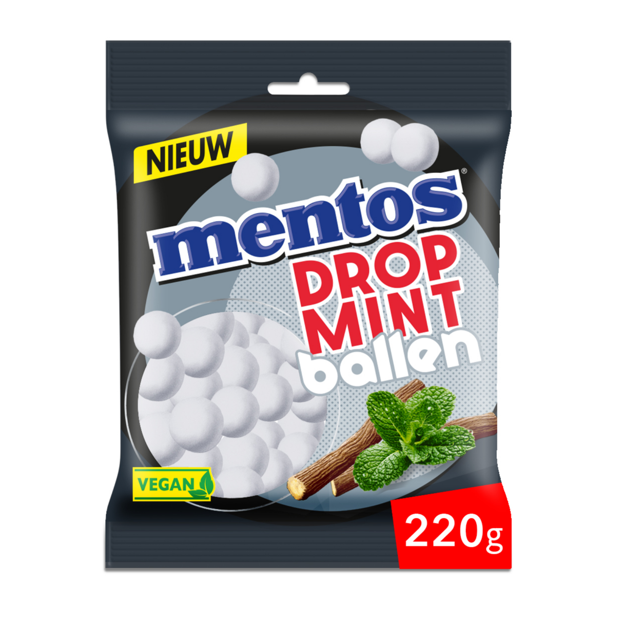 Sachet boules de menthe réglisse Mentos (12x 220gr)